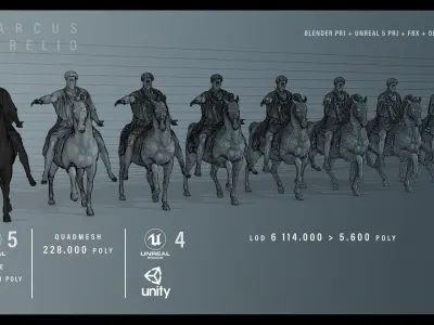 Marcus Aurelio PBR 4K UE5 Low-poly 3D model