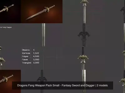 Dragons Fang Weapon Pack Small - Fantasy Sword and Dagger