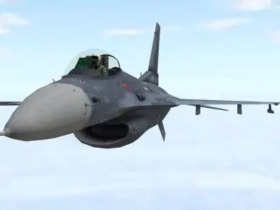 Fighter Jet Flying In Sky Plane V09 Low Poly 3D Model Low-poly 3D model