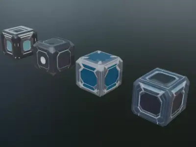 Low-Poly Sci-Fi Cargo Crate Pack-01 Low-poly 3D model