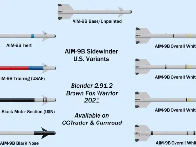 AIM-9B Sidewinder USAF and USN 3D model