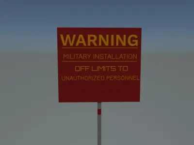 Military installation sign Free low-poly 3D model