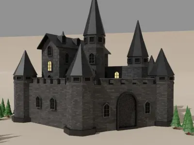 Low Poly Fantasy Castle Low-poly 3D model