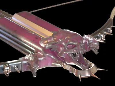 PBR Medieval Demon Skull Crossbow with Arrows  Low-poly 3D model