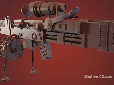 Highpoly Steampunk Rifle Free 3D model