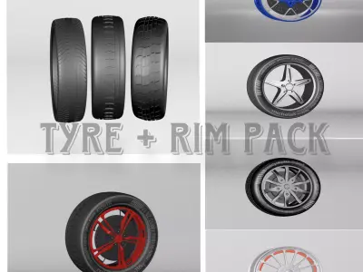 3d tyre and rim pack 3D model