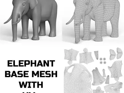 Elephant Base Mesh Low-poly 3D model