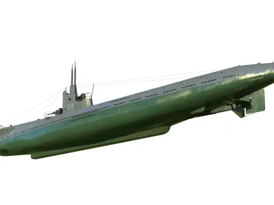 Soviet submarine S-13 Stalinets class submarine Low-poly 3D model