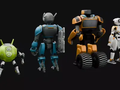 Cartoon Robots 3D Model 3D model