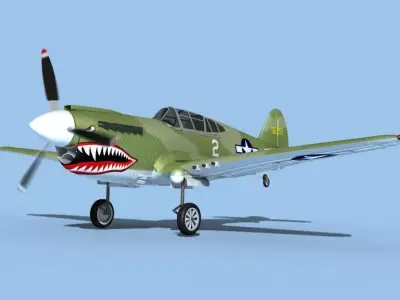 Curtiss P-40F Warhawk V01 USAAF 3D model