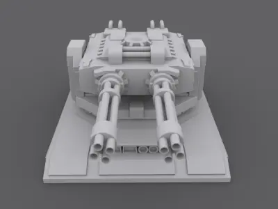 GatlingTurret lego tank Low-poly 3D model