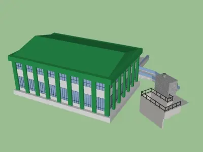 Sangmugwan building with stairs Free 3D model
