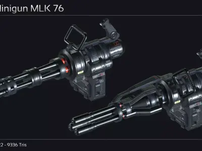 Scifi Minigun MLK 76 Low-poly 3D model