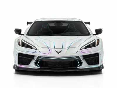 Custom Cyberpunk Chevrolet Corvette C8 Futuristic Neon Concept 3D model