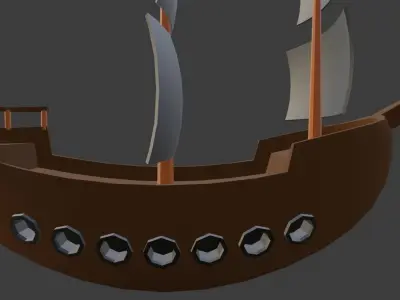 Low Poly Pirate Ship Low-poly 3D model