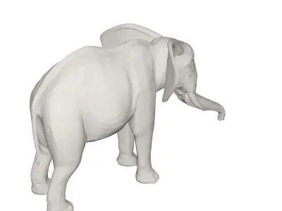Elephant with long tusks 3D model