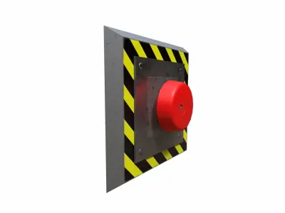 Red alarm button Emergency stop button Low-poly 3D model
