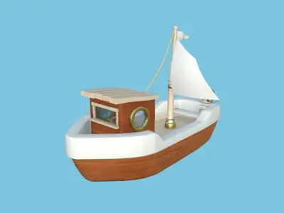 Cartoon Boat 10 - Wood Luxury - Low Poly Ship Low-poly 3D model