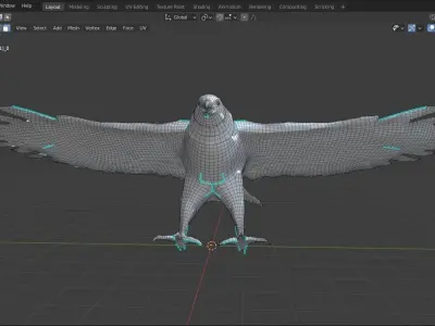 Eagle base mesh Low-poly 3D model