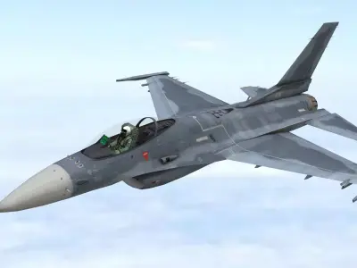 Fighter Jet Flying In Sky Plane V09 Low-poly 3D model
