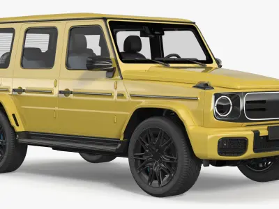 Yellow Luxury Electric Off Road SUV Simplified 3D model