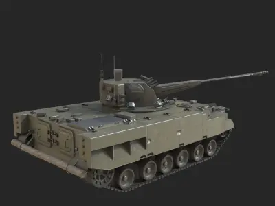 4 coatings of Russian 2S38 Derivatsiya-PVO self-propelled AA gun Low-poly 3D model