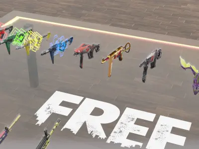 Free Fire Guns - All Guns 3d model Download - Blender 3D model