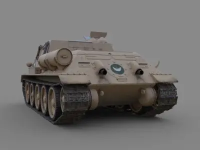 Pack SU 100 tank destroyer 3 versions Egypt Russian Free 3D model