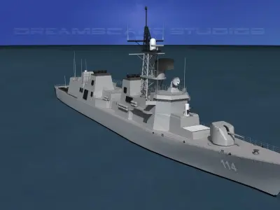 Takanami Class Destroyer Makinami 3D model