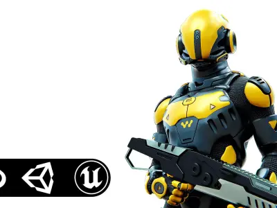 MECHA SOLDIER-G Rigged for Unreal Engine - Unity - MIXAMO  3D model