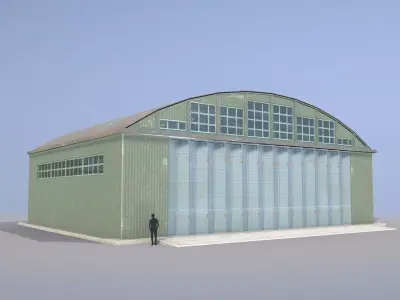 Airport Hangar SmallHangar 01 closed Low-poly 3D model