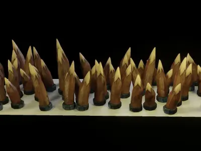 Spikes set of wooden spears Low-poly 3D model