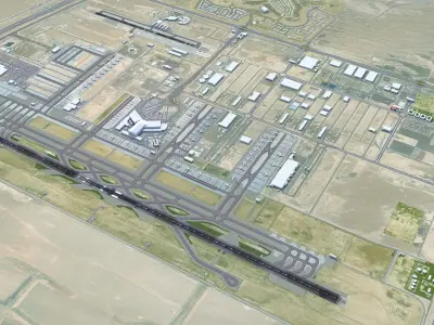 Dubai Al Maktoum International Airport 15km Low-poly 3D model