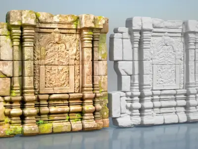 High poly Ruin Temple Walls - 240625 3D model