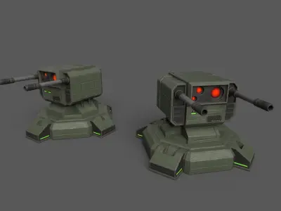 Combat Sci-Fi Turret Low-poly 3D model