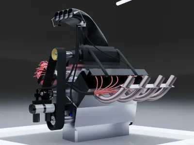 Top Fuel dragster V8 engine Low-poly 3D model
