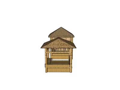 Bamboo Wooden Rattan Gazebo Traditional Outdoor 3D Model Free 3D print model