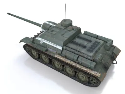 SU-100 - 22 - Soviet Tank Destroyer  3D model