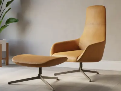  Carlos High Back Armchair Model, Brown 