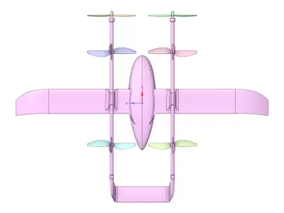eVTOL fixed-wing solid CAD for CFD 3D model