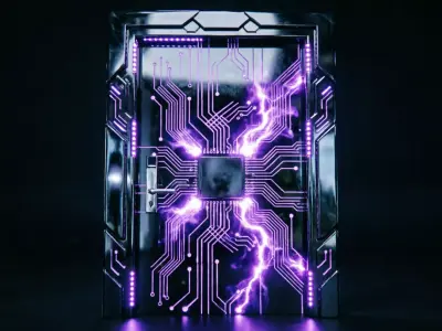 Futuristic Cyberpunk Circuit Door Low-poly 3D model