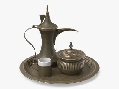 Traditional Arabic Coffee Serving Set 3D model