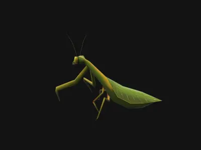 Animated Mantis Low-poly 3D model