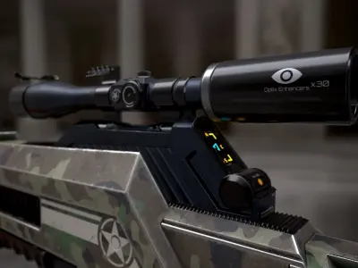 Dual Rounds Sniper Rifle Low-poly 3D model