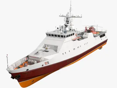 Coast Guard Ship with Helicopter Rigged for Maya 3D model purchase