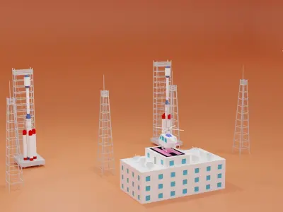Space Center Launch Complex Low-poly 3D model