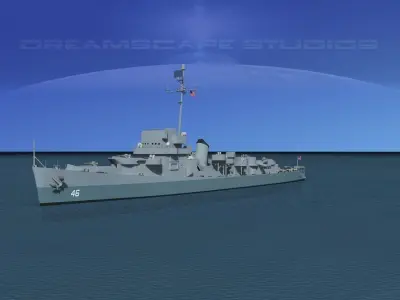 Evarts Class Escort DE46 USS Drury 3D model