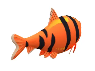 Scissortail Sergeant Fish Cartoon Animated Low-poly 3D model