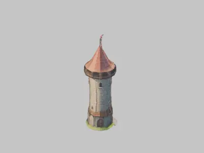 Lowpoly STylized medieval tower Low-poly 3D model