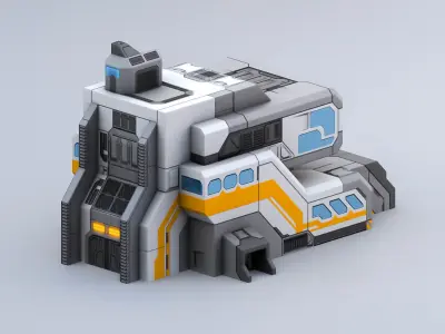 Sci-Fi Military Building - HQ Small Low-poly 3D model